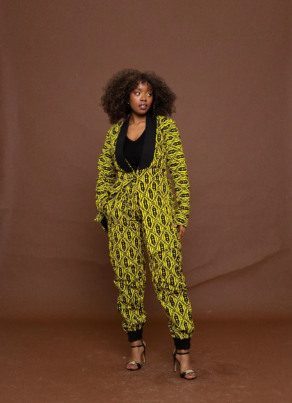 Astrid Ankara Long Jacket | Yellow African Print