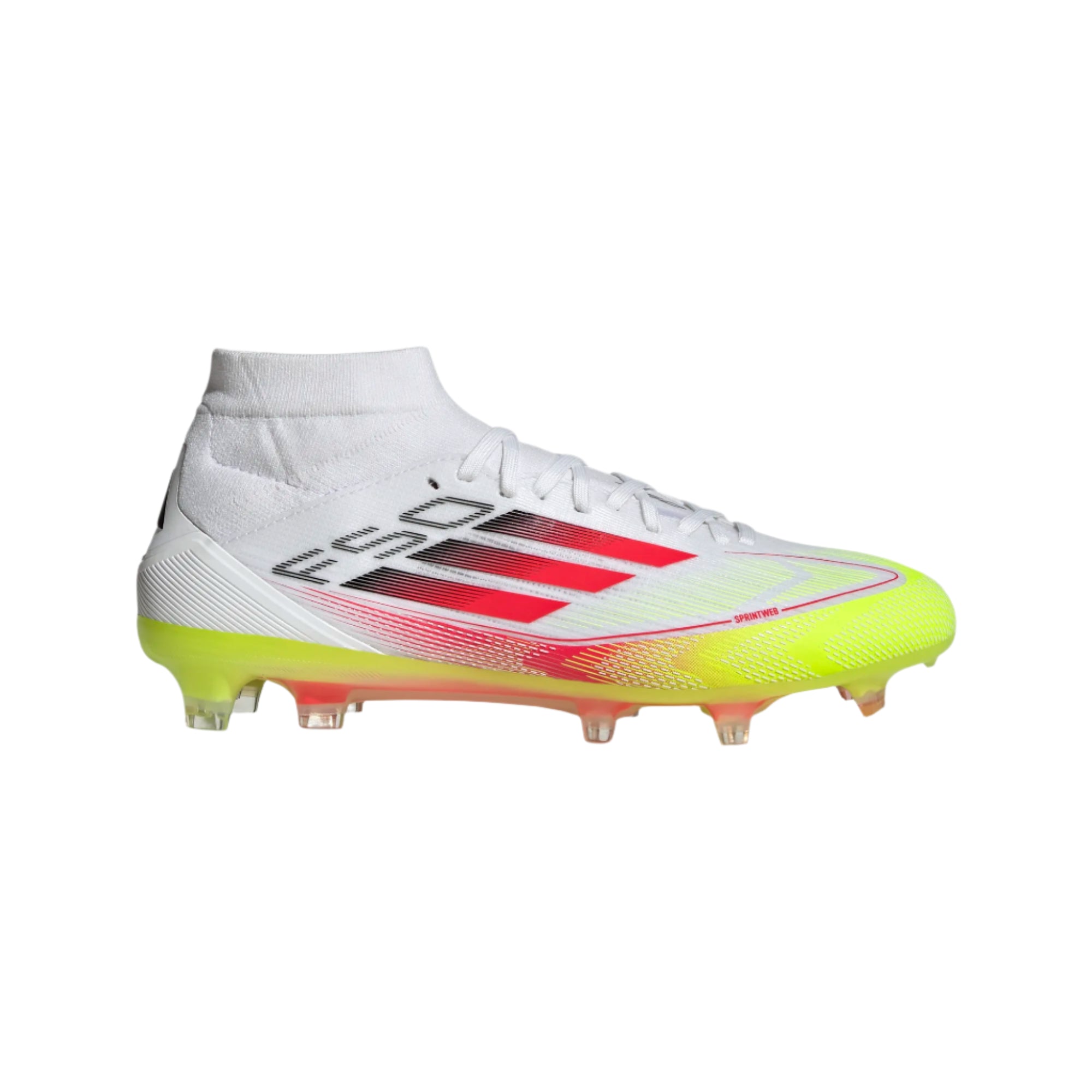 Adidas Womens F50 Pro MID FG/MG-White/Lucid Red/Volt