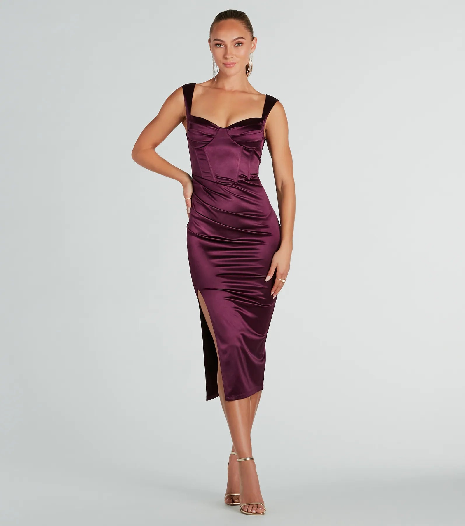 Marnie Formal Satin Corset Midi Dress