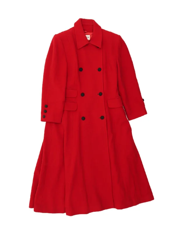 WINDSMOOR Womens Double Breasted Coat UK 12 Medium Red Wool