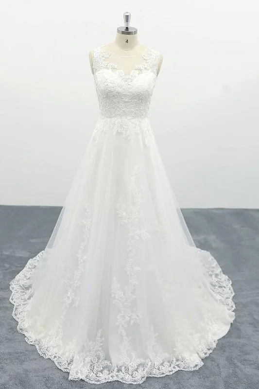 Elegant Appliques Tulle A-line Wedding Dress