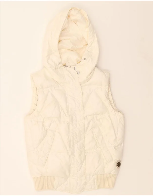 THINK PINK Womens Hooded Padded Gilet UK 10 Small Off White