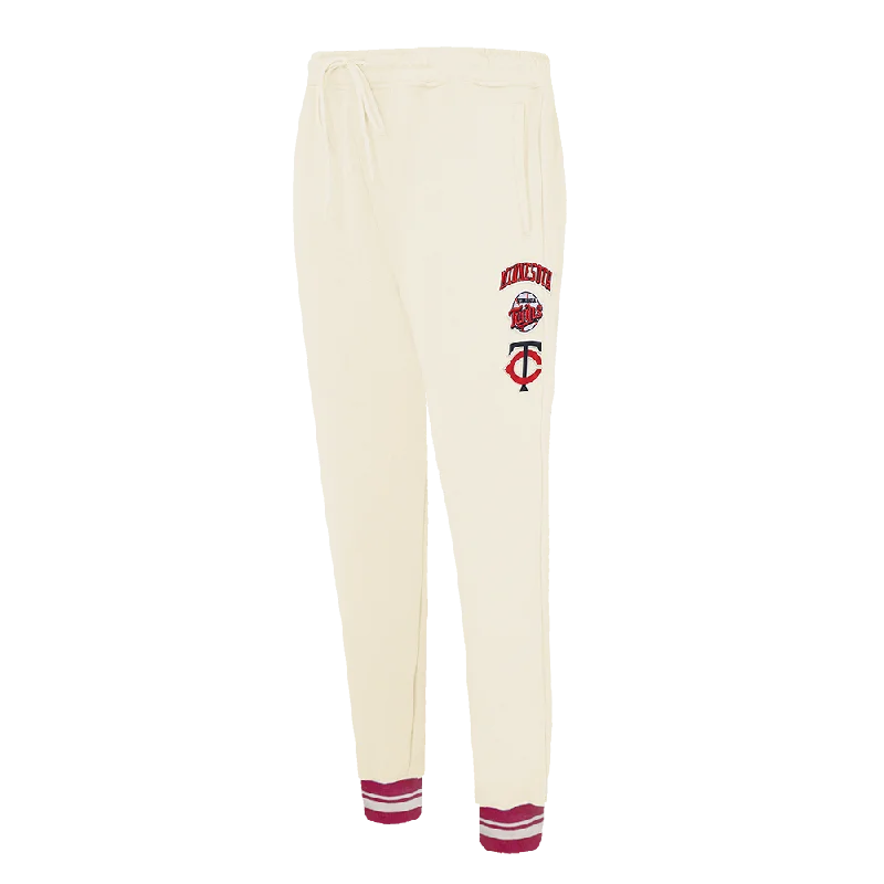 MLB MINNESOTA TWINS RETRO CLASSIC WOMEN'S RIB SWEATPANT (EGGSHELL/ RED)