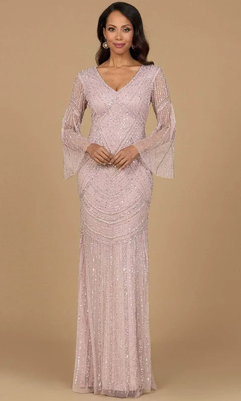 Lara Dresses 28954 - Geometric Beaded Bell Sleeve Formal Dress