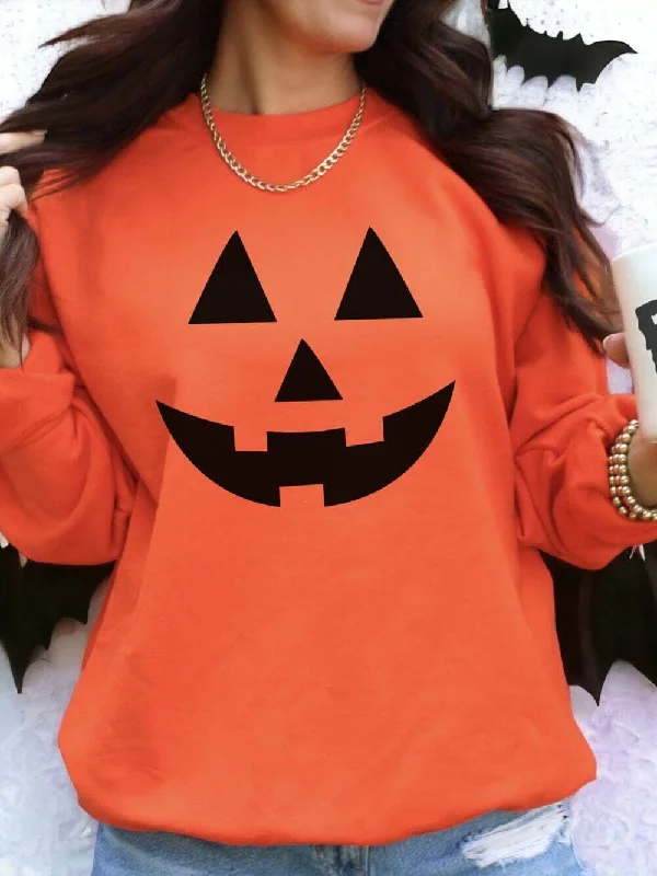 Jack-O-Lantern Face Unisex Heavy Blend Crewneck Embroidered Sweatshirt