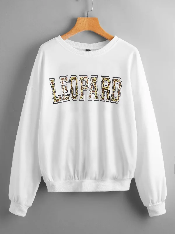 Casual Leopard Long Sleeve Round Neck Regular Women Sweatshirt