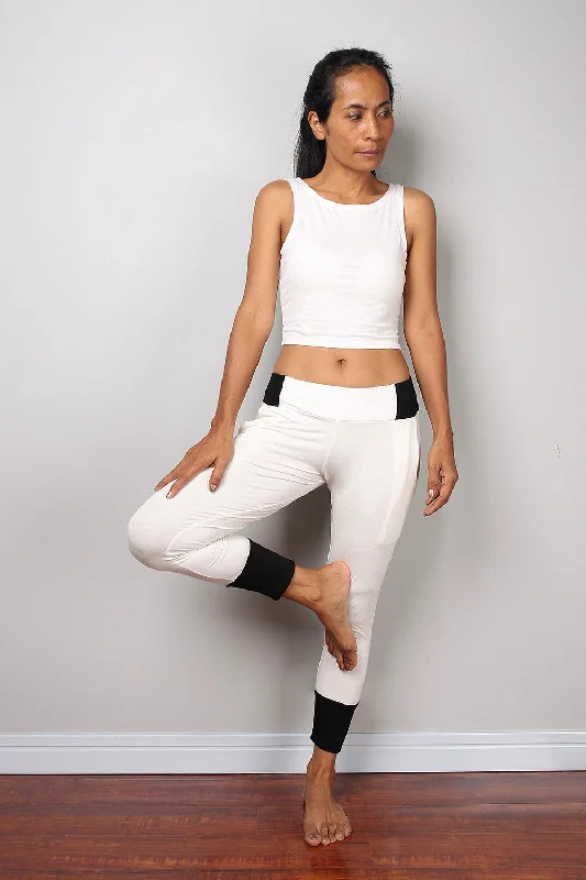 Off white pants / off white yoga pants / semi long white pants : Urban Chic Collection no 39