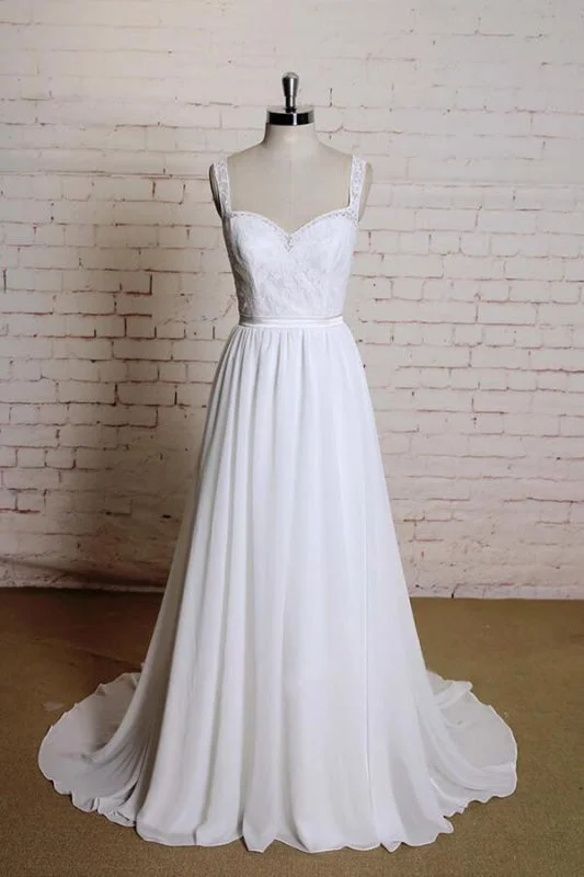 Sweetheart Lace Chiffon A-line Wedding Dress