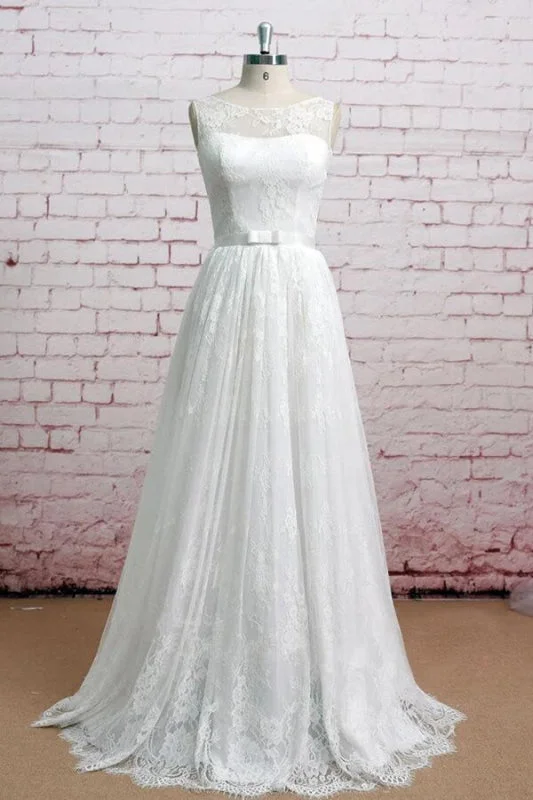 Graceful Floor Length Lace A-line Wedding Dress