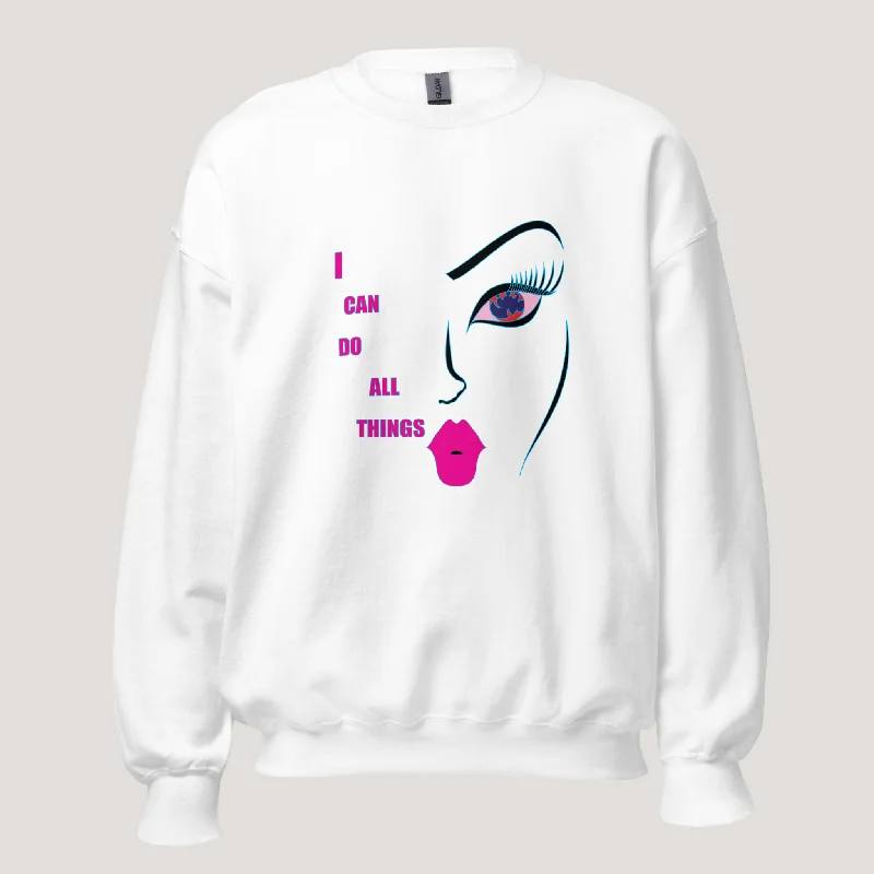 Line Face Art Sweatshirt, I Can Do All Things Sweatshirts, Motivational Prints, Soft Fall Sweater