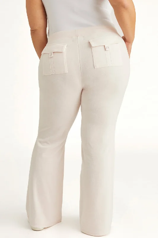 Plus-Size Hollywood Snap Pocket Cotton Velour Track Pants