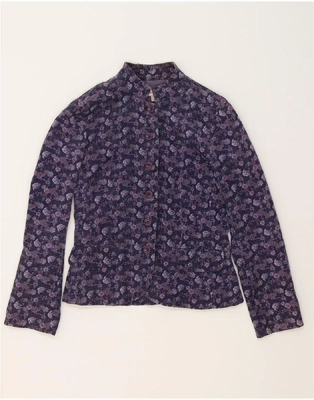 LAURA ASHLEY Womens Corduroy Blazer Jacket UK 8 Small Purple Floral